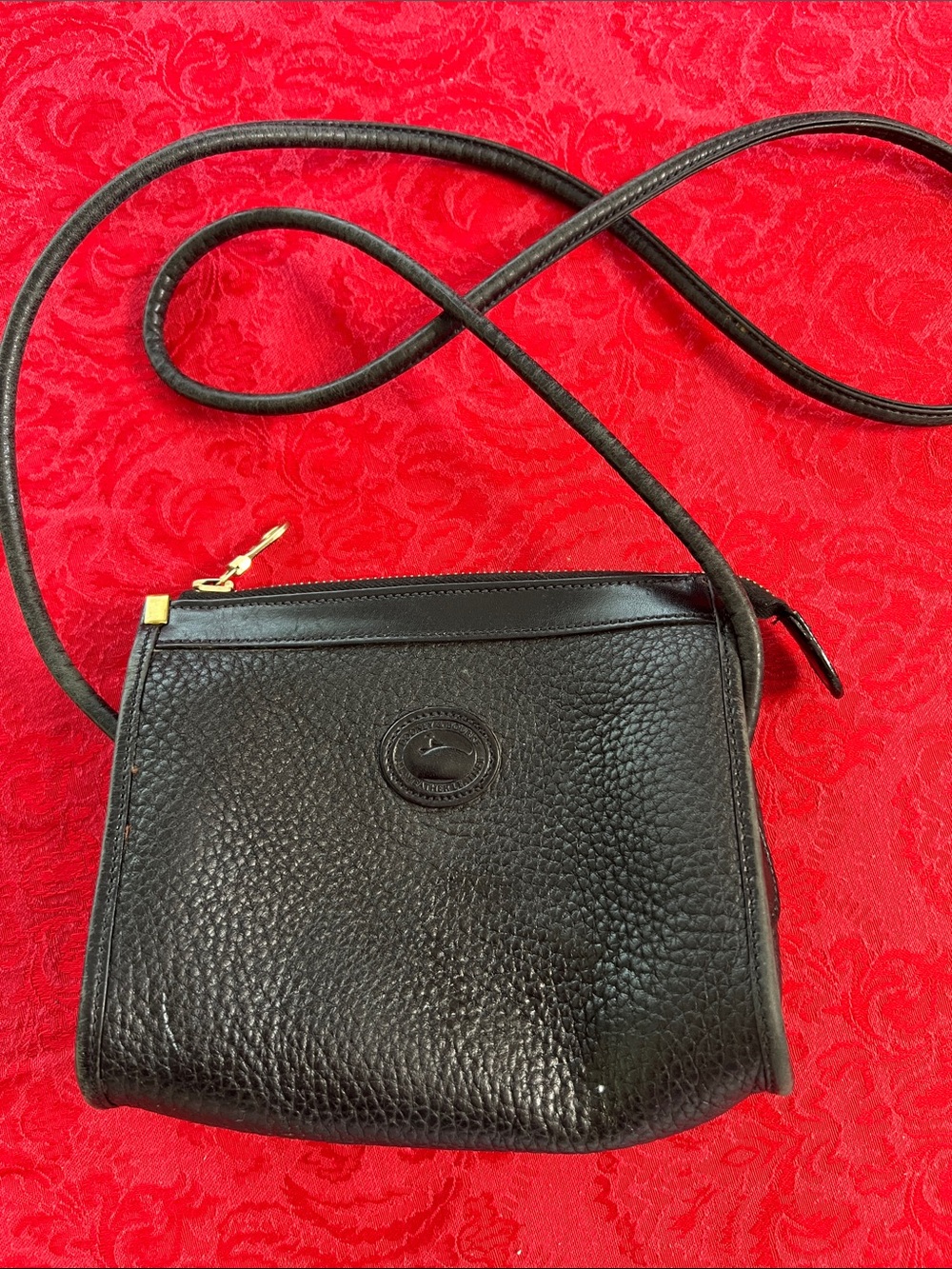 Vintage Dooney & Bourke Mini Zip Crossbody Black Leather Made USA